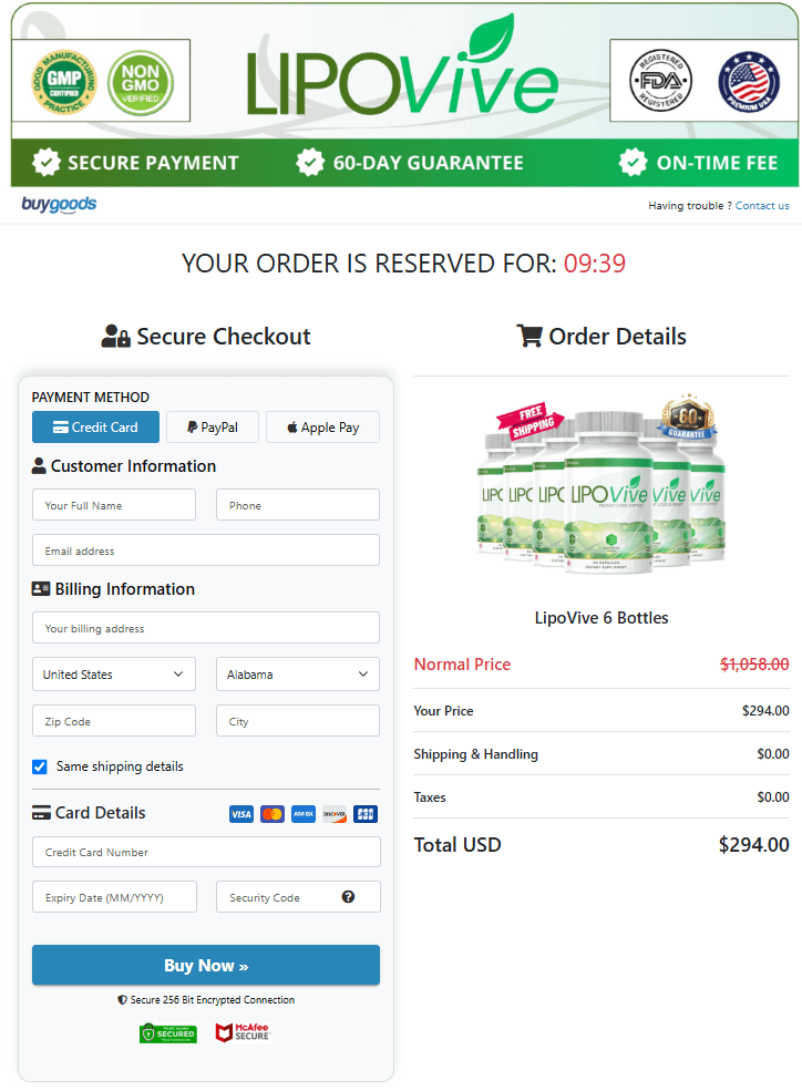 LipoVive Order Page